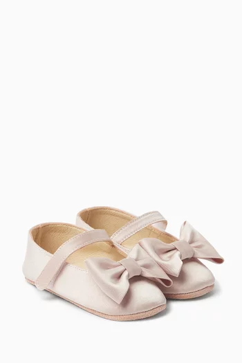 Bow Ballerina Flats in Satin