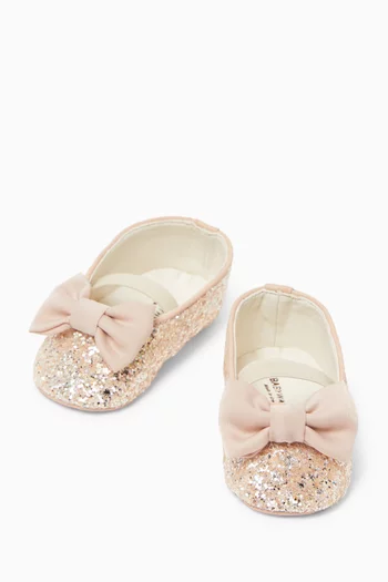 Glitter-embellished Bow Ballerinas