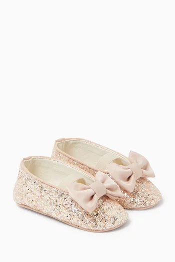 Glitter-embellished Bow Ballerinas