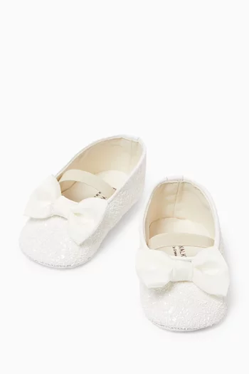 Glitter-embellished Bow Ballerinas