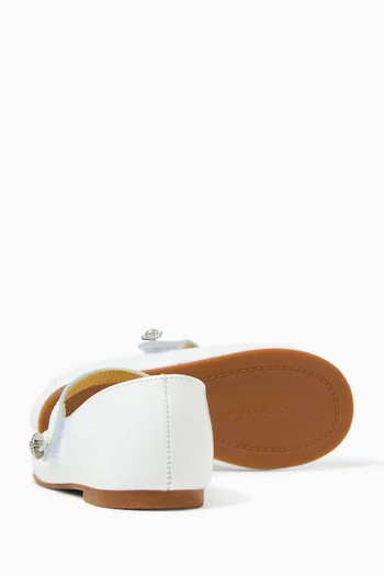 Button-embellished Ballerina Flats in Patent Leather