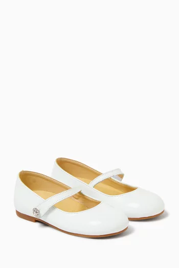 Button-embellished Ballerina Flats in Patent Leather