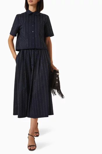 Rhinestone-embellished Skirt in Cotton Blend