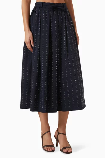 Rhinestone-embellished Skirt in Cotton Blend