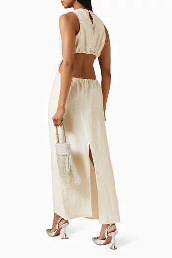 Reraly Crystal-Trim Dress in Linen-blend