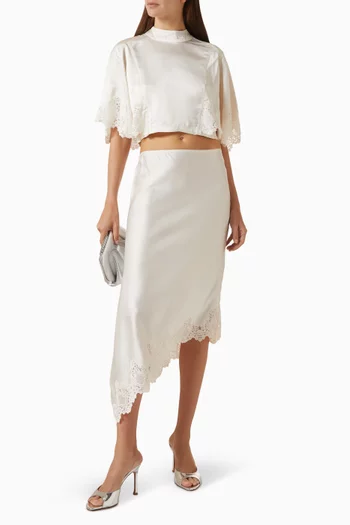 Plume Lace-trim Skirt