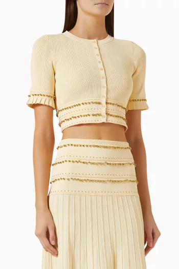 Oria Tassel Cropped Knit Cardigan