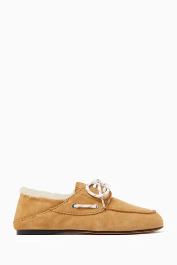 Sense Shearling Boat Shoes in Suede