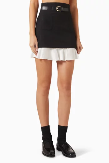 Olivandra Striped Ruffled Mini Skirt