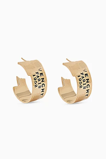 Logo Tape Hoop Earrings in Gold-tone Brass