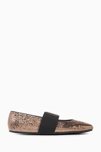 Sliced Sequin Ballet Flats in Leather