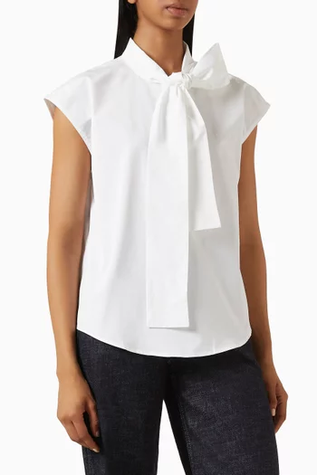Neck Tie Top in Cotton Poplin