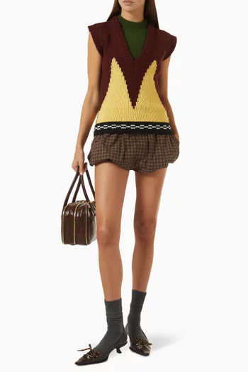 Layered Intarsia Vest in Wool