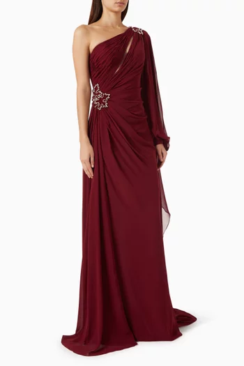 Pears One-shoulder Gown in Chiffon