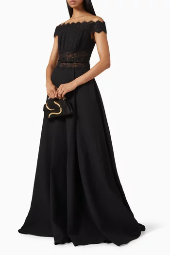 Off-shoulder Gown in Crepe