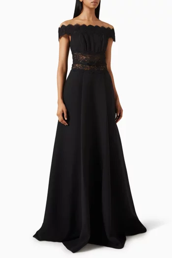 Off-shoulder Gown in Crepe