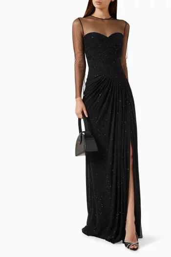 Meeri Sheer-panel Dress in Jersey