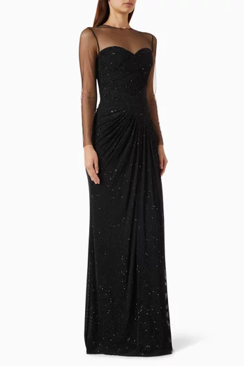 Meeri Sheer-panel Dress in Jersey