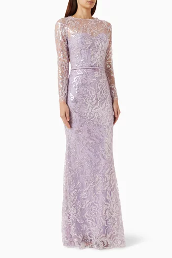 Mirea Sequin-embellished Gown