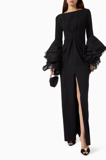 Justo Ruffle Dress in Crepe