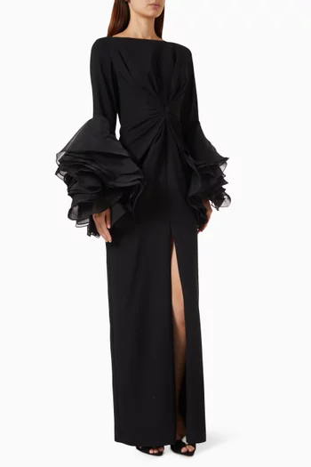 Justo Ruffle Dress in Crepe