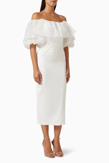 Sorevian Midi Dress in Satin