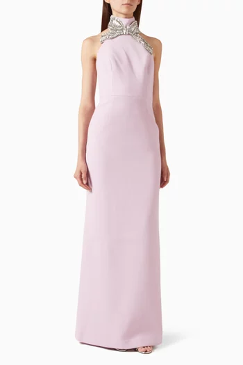 Yolanda Embellished Halter Gown