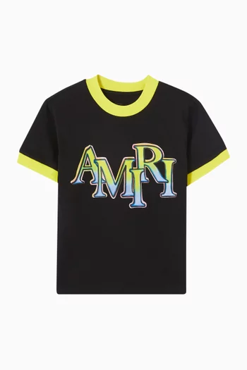 Staggered Ringer Graphic T-shirt in Cotton