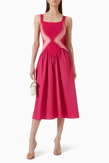 Mushu Mixed Media Midi Dress