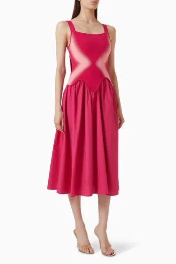 Mushu Mixed Media Midi Dress