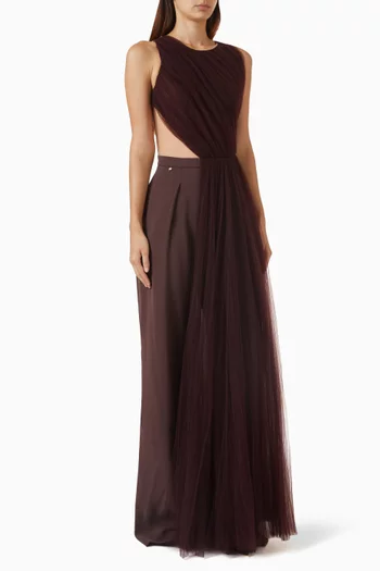x Pronovias Taketa Pleated-overlay Jumpsuit