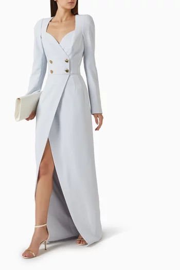 x Pronovias Pluja Double-breasted Gown in Crepe