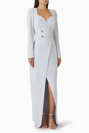 x Pronovias Pluja Double-breasted Gown in Crepe