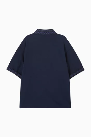 Printed-Collar Polo Shirt