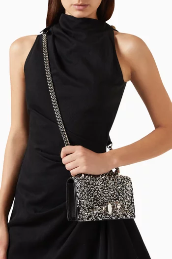 Mini Crystal Jewelled Satchel in Leather