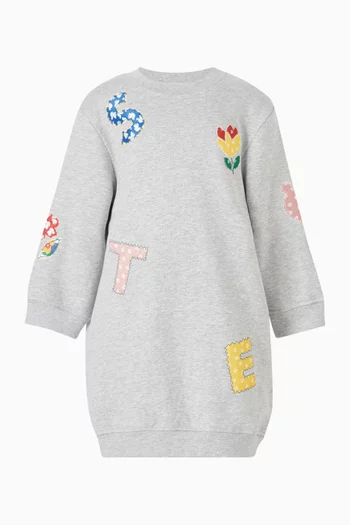 Logo Appliqué Sweatshirt Dress in Cotton