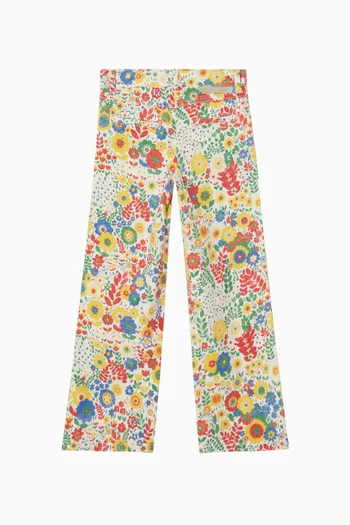 Floral Print Trousers in Cotton