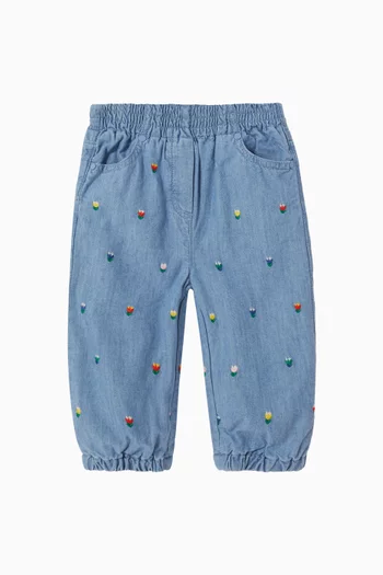 Tulip Embroidered Denim Jeans