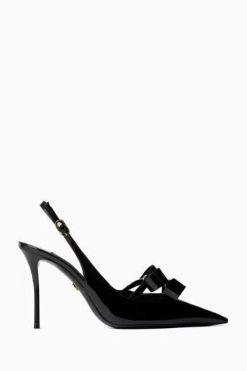 Double Bow 90 Slingback Pumps in Patent Leather