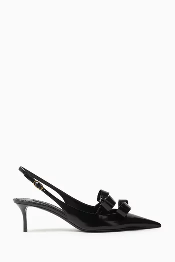 Double Bow Slingback 50 Pumps in Patent Leather