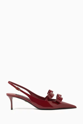 Double Bow Slingback 50 Pumps in Patent Leather