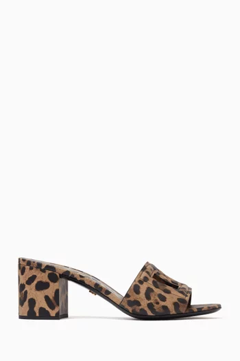 Leopard-print 60 Mules in Calfskin