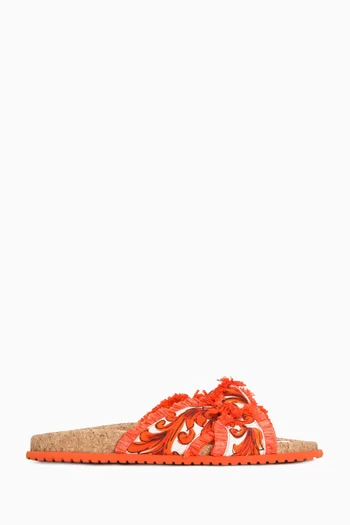 Majolica-print Brocade Slides