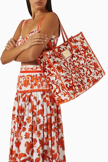 Large Majolica-print Tote Bag in Canvas