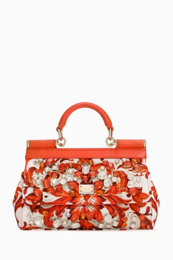 Mini Sicily Majolica Top Handle Bag in Canvas