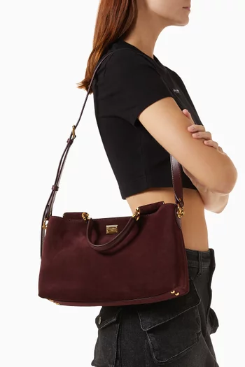 Medium Sicily Top Handle Bag in Suede