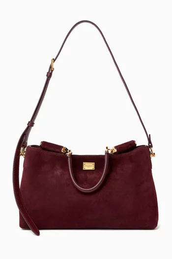 Medium Sicily Top Handle Bag in Suede