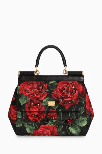 Small Sicily Rose-print Top-handle Bag