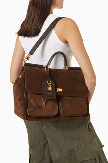 Large Sicily Top-handle Bag in Suede