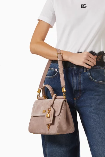 Small My Sicily Top-handle Bag in Split Calfskin